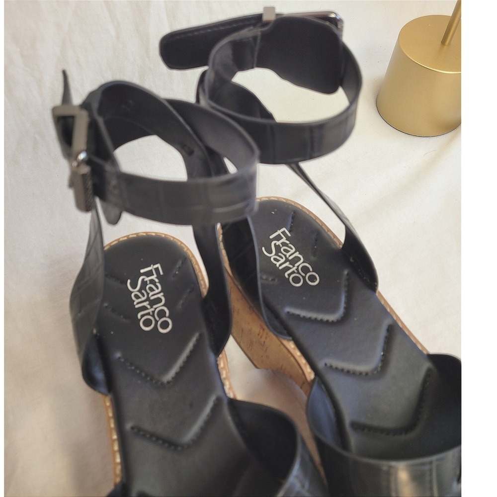 Franco Sarto Womens‎ 10M Black Chunky Platform Sandals Retro Boho y2k Vacation - Picture 5 of 9